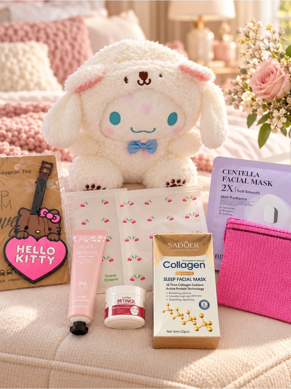 Hello Kitty & Friends Travel Self Care Gift Bundle Pink Cinnamoroll